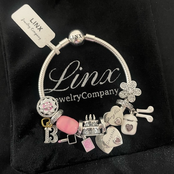 Linx Snake Chain Bracelet with Daughter and 13th Birthday Themed Charms - Picture 5 of 9